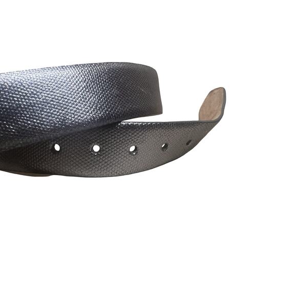W KLEINBERG KARUNG Belt Metallic Silver Snake Skin Embossed Sz L / 2” W / USA